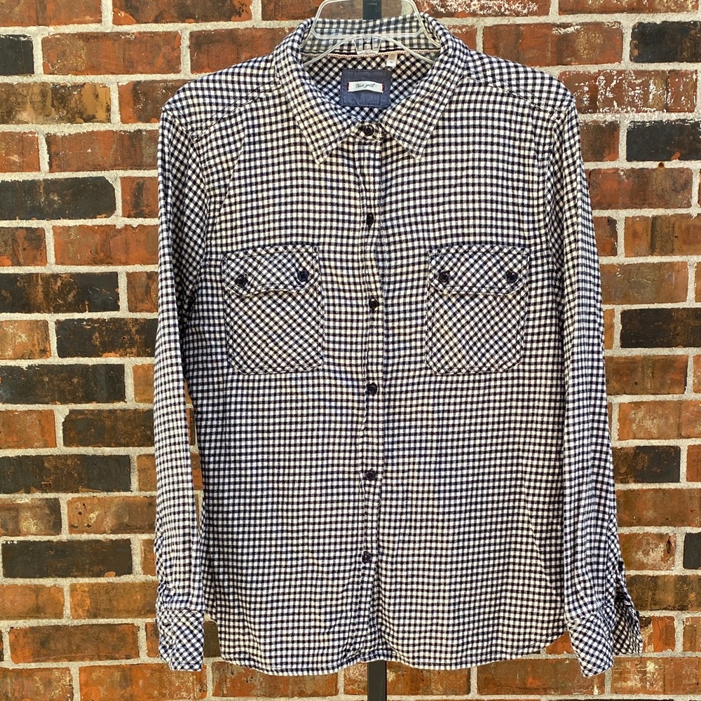 True Grit Black and White Plaid Shirt Size XL 100% Cotton